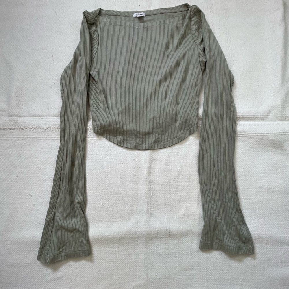 Garage Sage Ribbed Long Sleeve Top